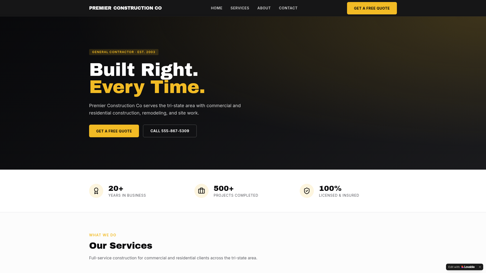 Premier Service Business template preview